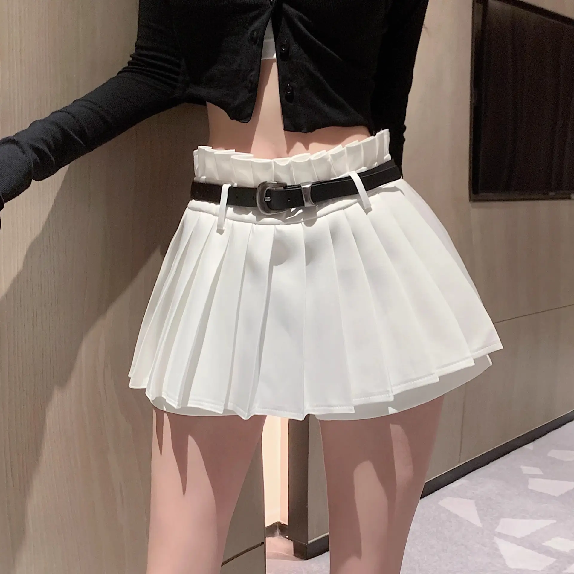 Pleated Safety Pants Belt Skirt for Girls — feature 8