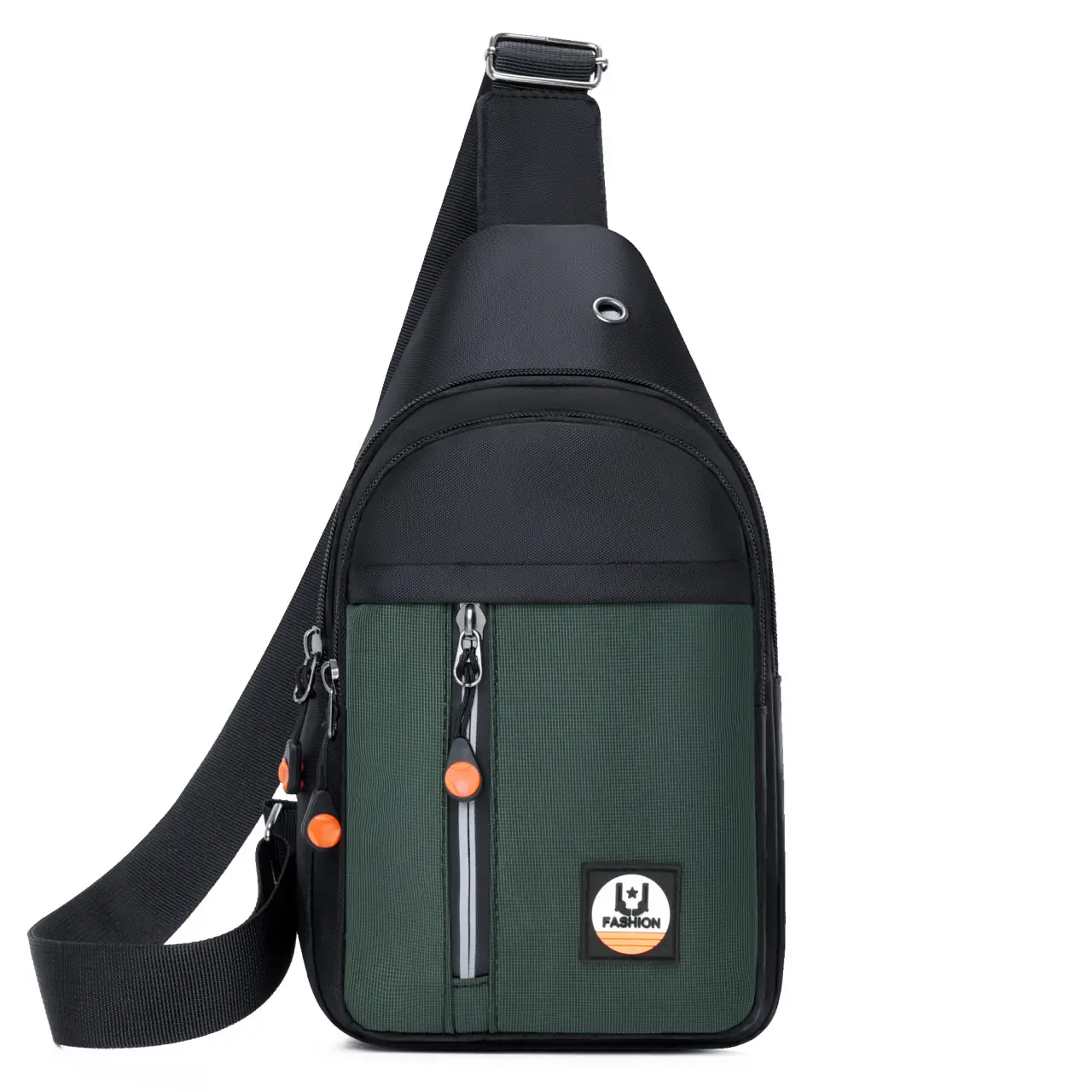Men's Korean Style Shoulder Crossbody Bag Green Black Multi Pocket - Image 12