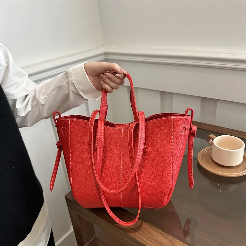 Women's Red Textured Shoulder Bag 2024 New Size - Image 9