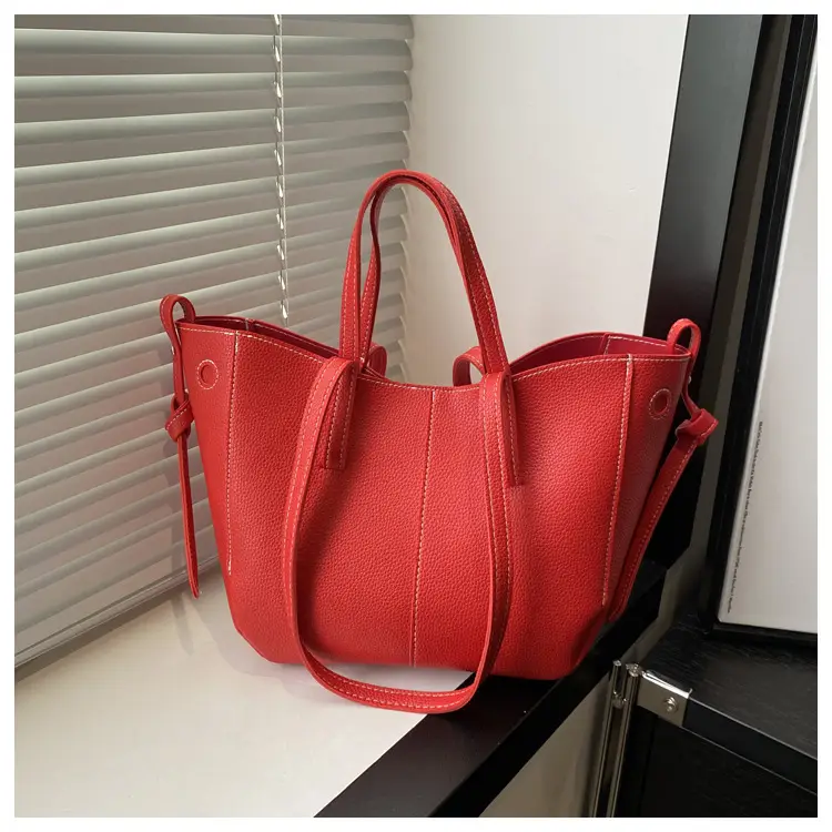 Women's Red Textured Shoulder Bag 2024 New Size — feature 24