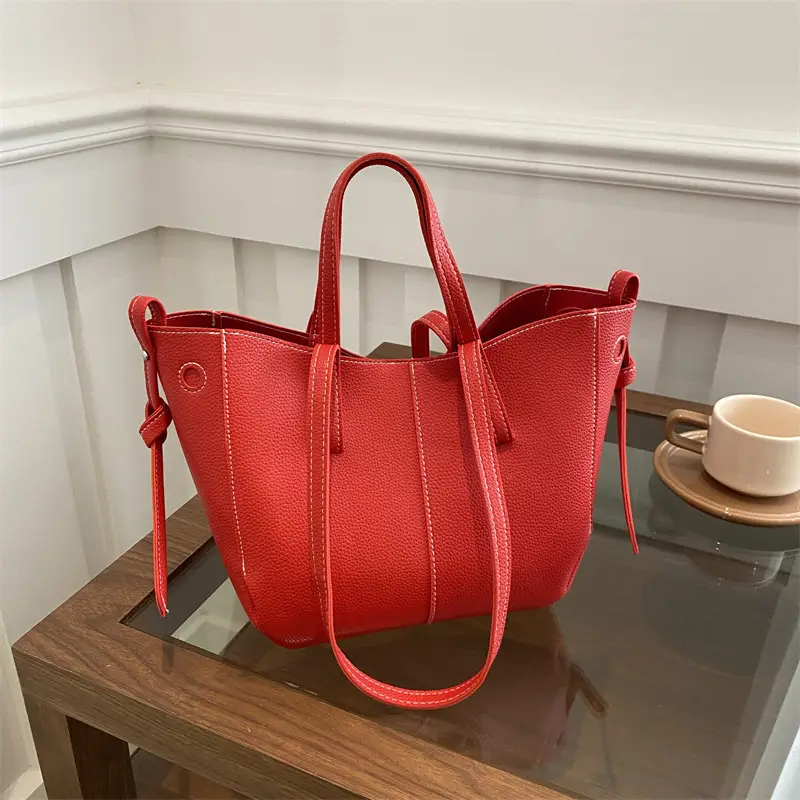 Women's Red Textured Shoulder Bag 2024 New Size - Image 5