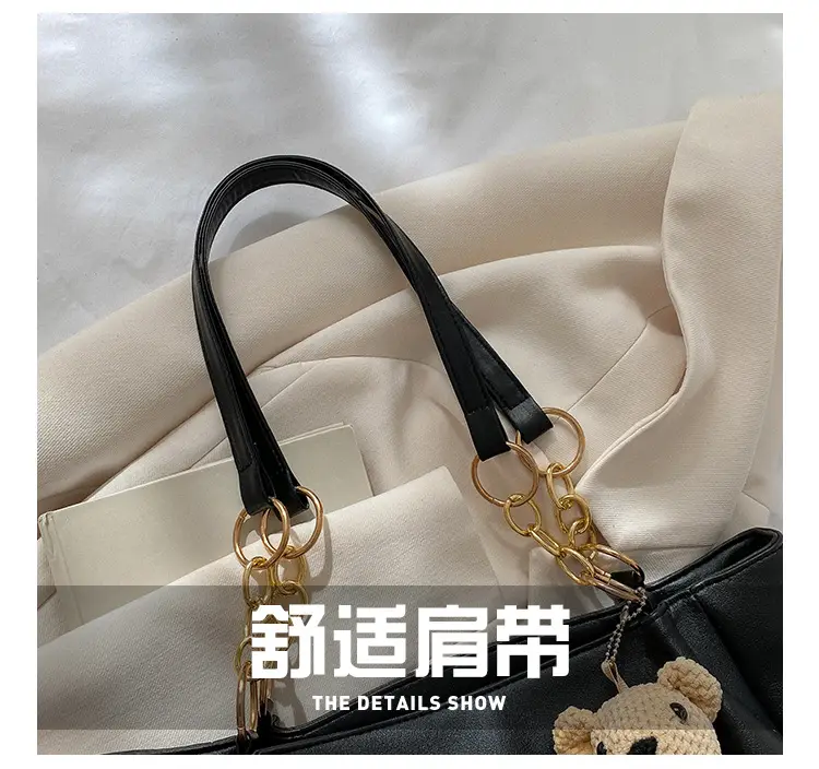 Women's Large Capacity Winter Shoulder Bag with Blue Strap — feature 5