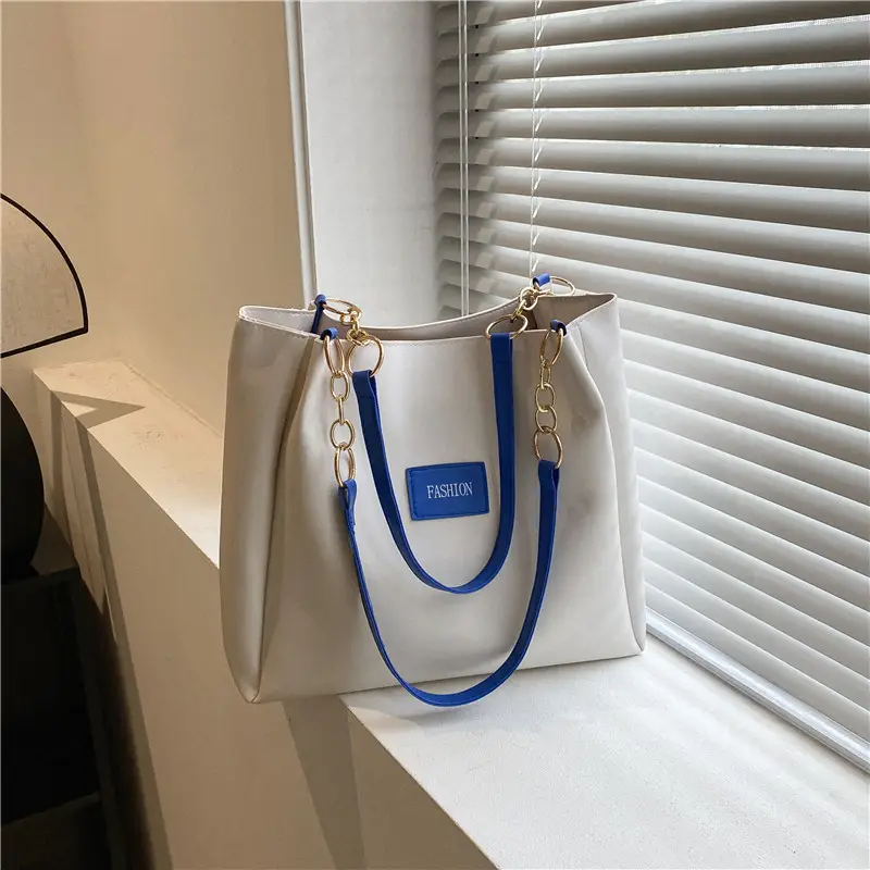 Women's Large Capacity Winter Shoulder Bag with Blue Strap - Image 2