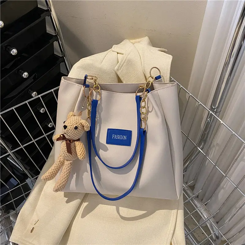 Women's Large Capacity Winter Shoulder Bag with Blue Strap - Image 6