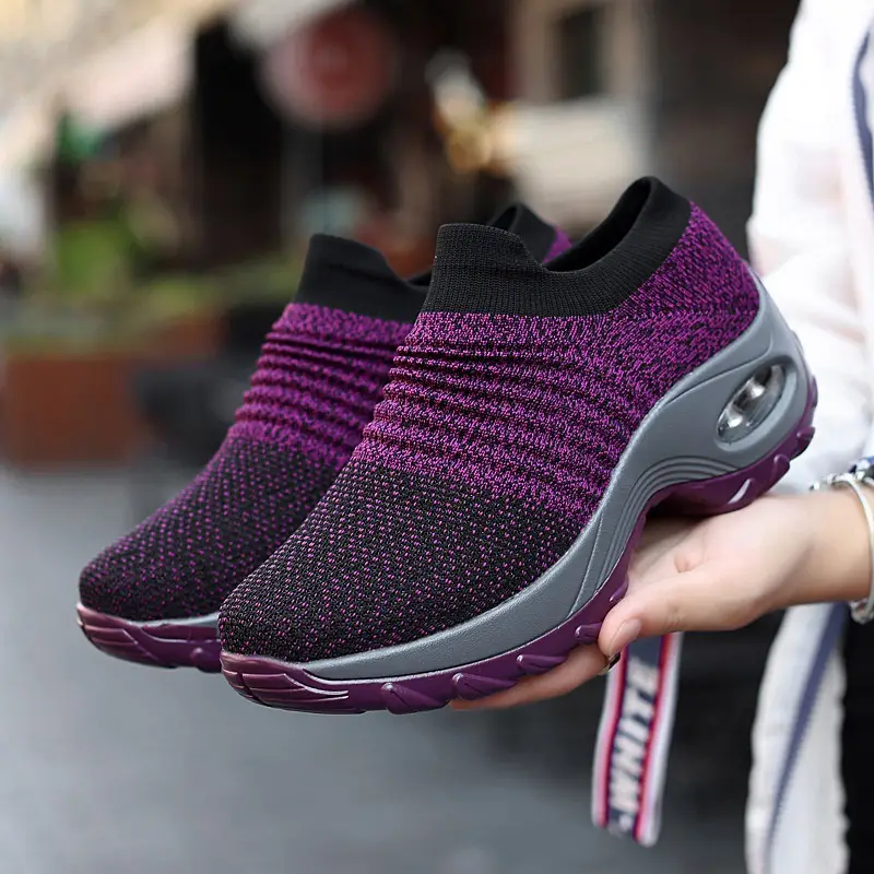 Spring and Autumn Outdoor Casual Women's Shoes Flying Weaving Breathable sneaker New Travel Hiking Shoes Platform Height Increasing Air Cushion Shoes - Image 13