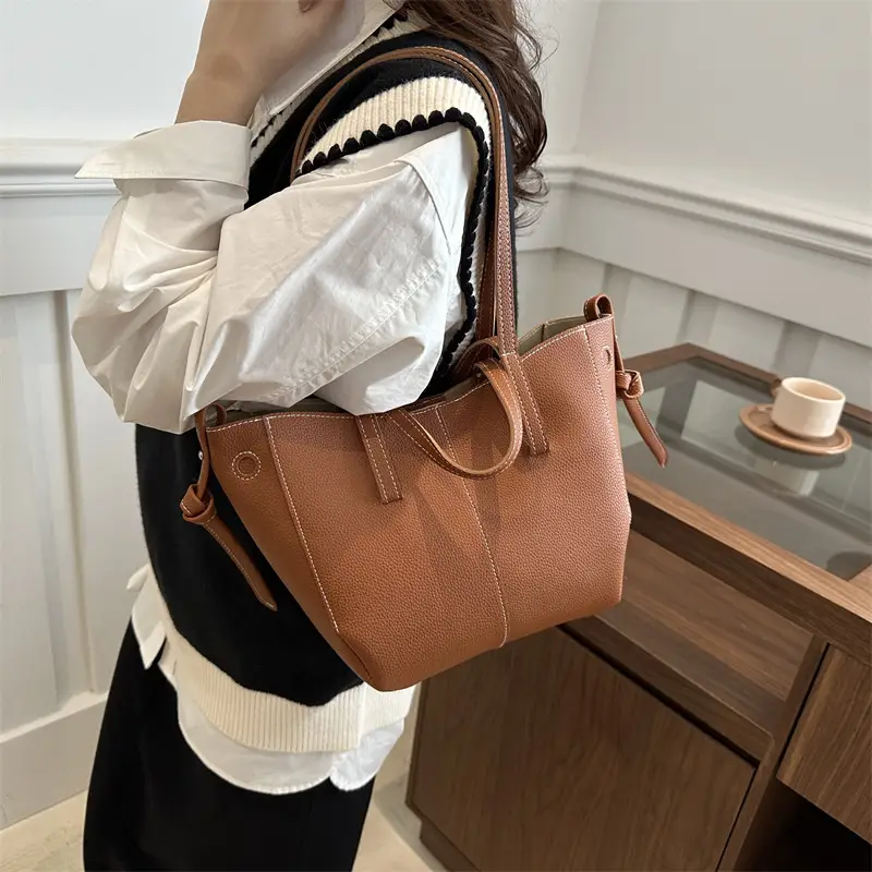 Korean Style Tote Bags 2024 Textured Large Capacity - Image 8