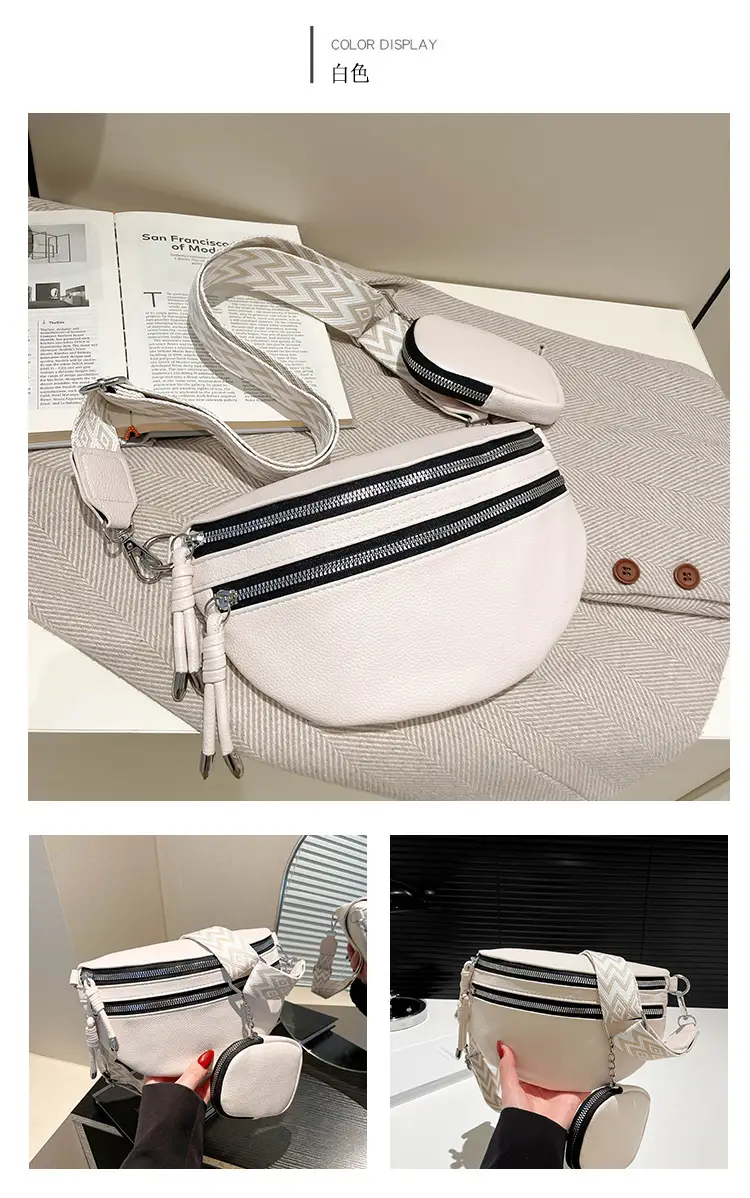 White 2024 Winter Shoulder Bag with Wide Strap — feature 20