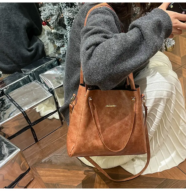 Women's Brown Textured Shoulder Bag 2025 Autumn Winter — feature 9