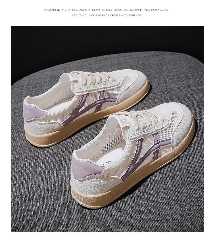 Women's White Mesh Flat Casual Shoes 2025 Spring Summer — feature 13