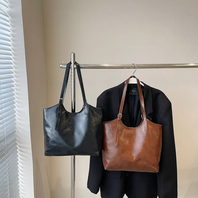 Women Retro Brown Leather Shoulder Bag 2024