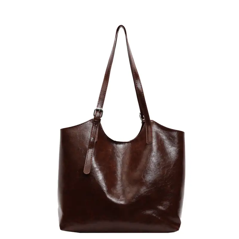 Women Retro Brown Leather Shoulder Bag 2024