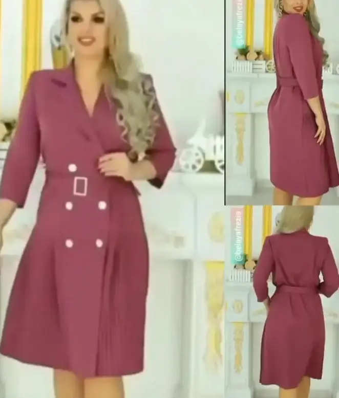 Women's Maroon Hepburn Style Collar Dress - Image 3