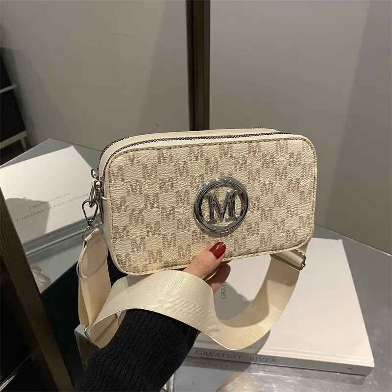 Black Women's Crossbody Shoulder Bag with Mon Logo