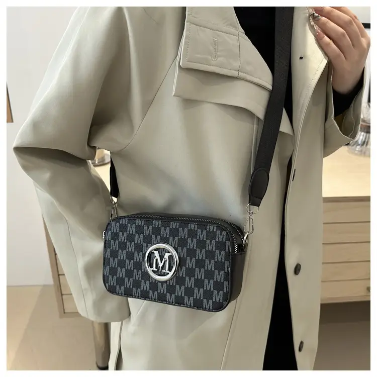 Black Women's Crossbody Shoulder Bag with Mon Logo — feature 15