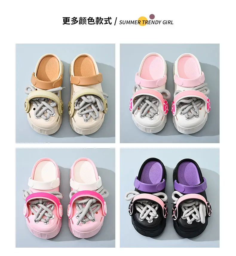Cute Fashion Headset Hole Shoes Women's Slippers Summer Heap Shoes Personalized Outwear Girls Beach Shoes Sandals — feature 5