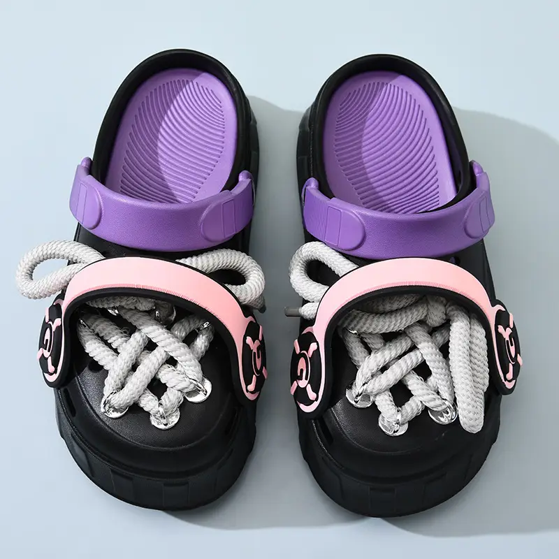 Cute Fashion Headset Hole Shoes Women's Slippers Summer Heap Shoes Personalized Outwear Girls Beach Shoes Sandals - Image 3