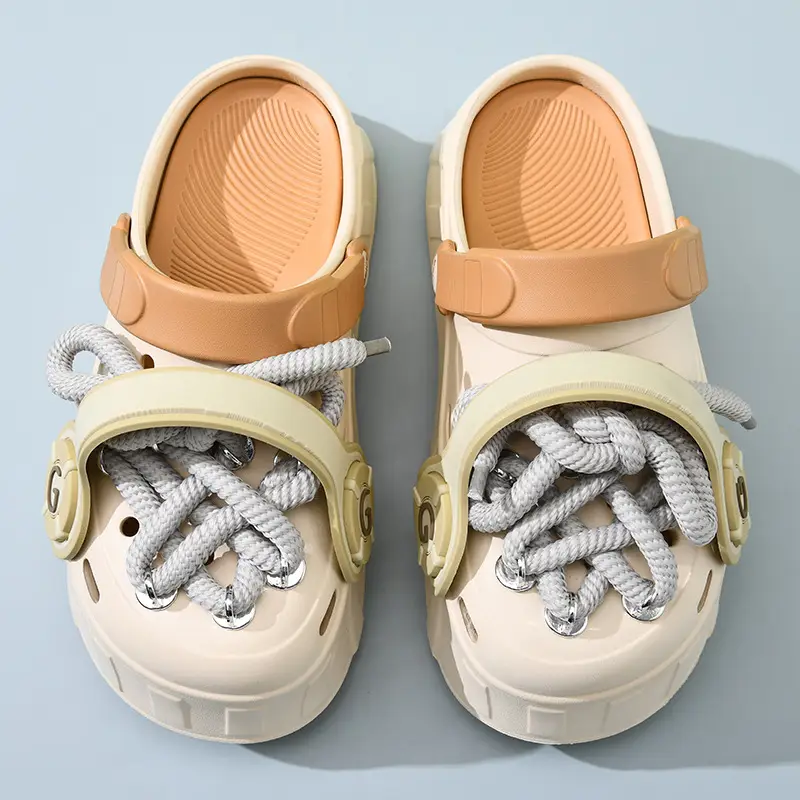 Cute Fashion Headset Hole Shoes Women's Slippers Summer Heap Shoes Personalized Outwear Girls Beach Shoes Sandals - Image 4