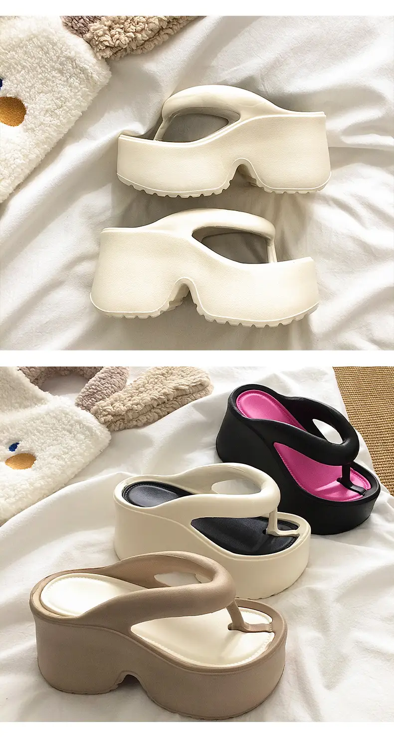 Women's Thick Platform Flip Flops Black Pink — feature 13