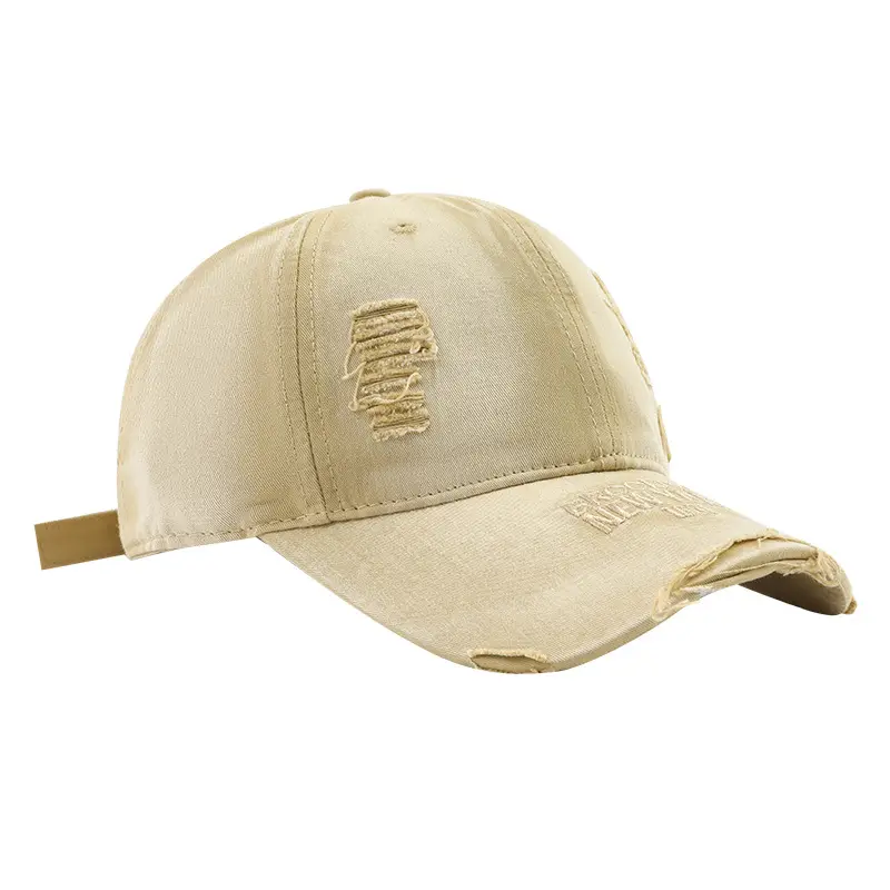 Korean Style Washed Distressed Brim Cap - Image 6