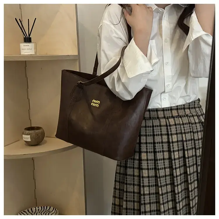 Brown Retro Underarm Tote Bag for Women β feature 10