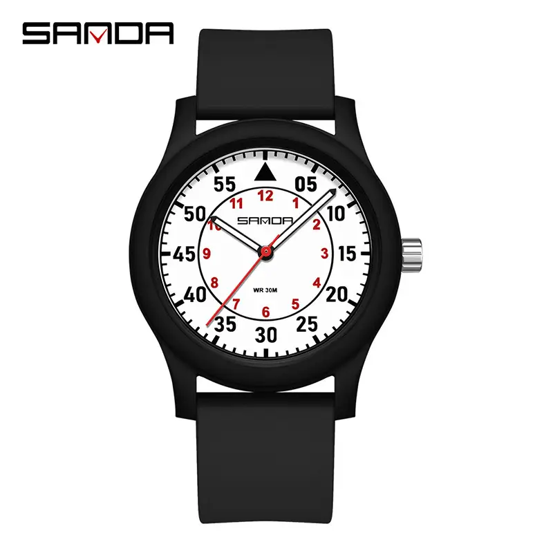 Sanda Waterproof Luminous Quartz Watch for Men Women 30mm Black - Image 2