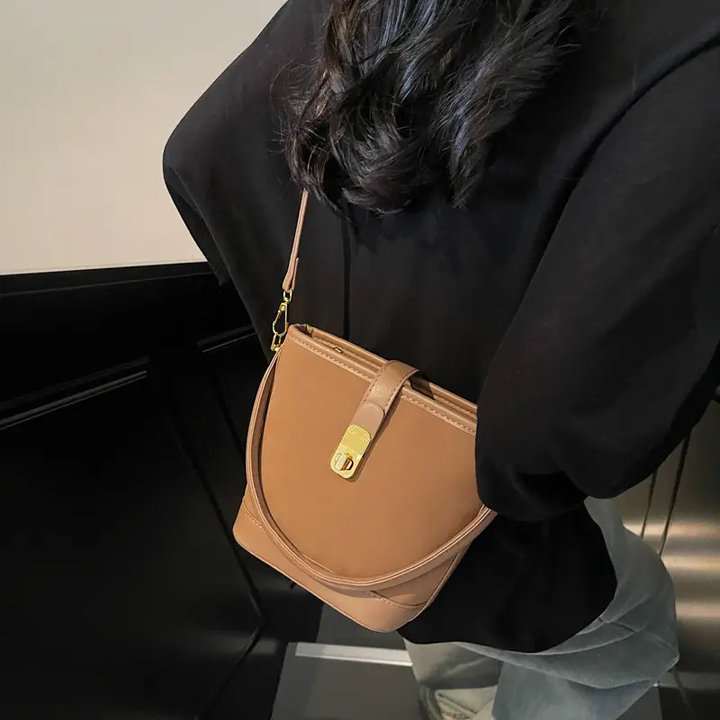 Retro Handheld Bucket Bag Women Brown 2025 - Image 8