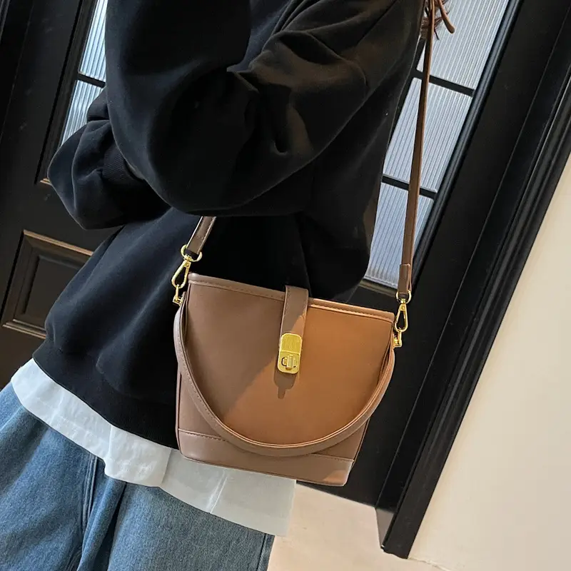 Retro Handheld Bucket Bag Women Brown 2025 - Image 2