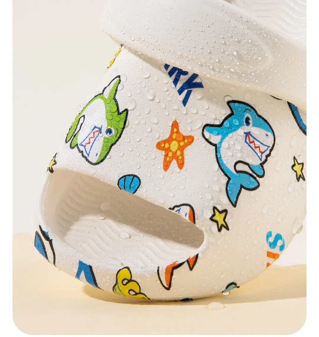 Summer new children's slippers wholesale printed shark baby boys indoor and outdoor wear-resistant children's light hole shoes — feature 17