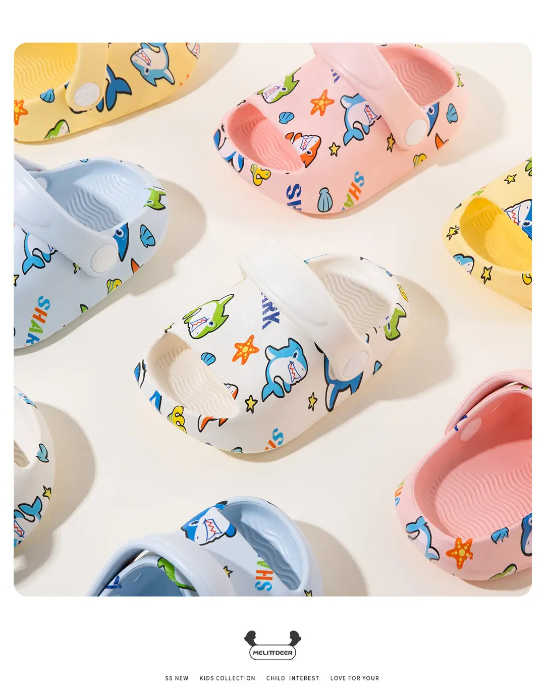 Summer new children's slippers wholesale printed shark baby boys indoor and outdoor wear-resistant children's light hole shoes — feature 20
