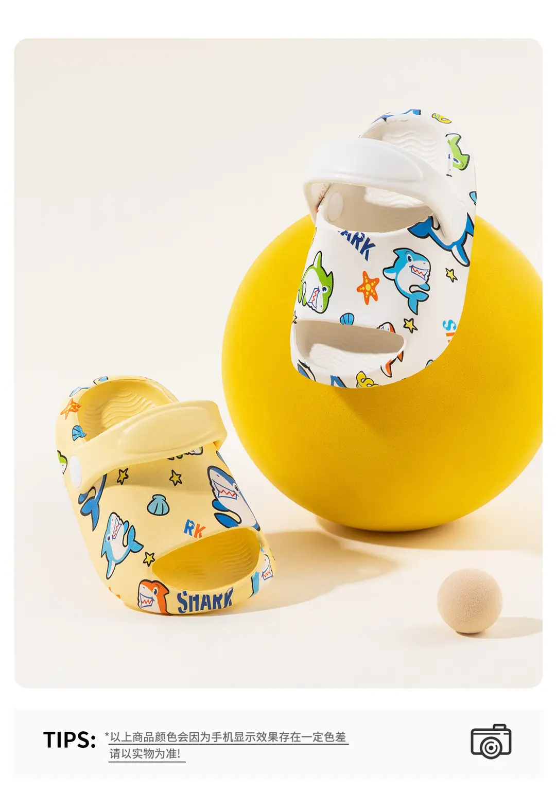 Summer new children's slippers wholesale printed shark baby boys indoor and outdoor wear-resistant children's light hole shoes — feature 21