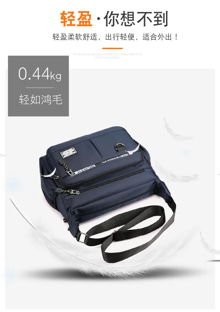 Men's Waterproof Business Shoulder Bag with 12Zeros Zip — feature 11