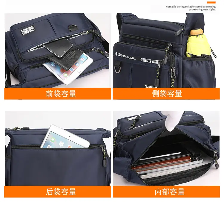 Men's Waterproof Business Shoulder Bag with 12Zeros Zip — feature 8