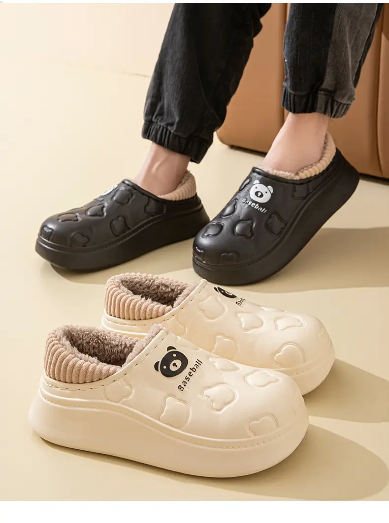 EVA bag with slippers autumn and winter 2024 lovers home thick bottom fleece-lined warm waterproof non-slip cotton slippers men — feature 13