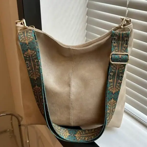 Wide Shoulder Strap Casual Commuting Bucket Bag Large Capacity - Image 8