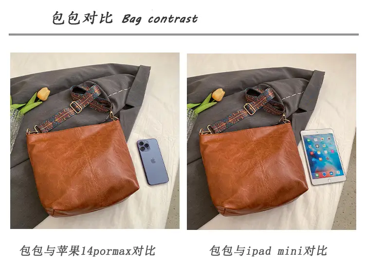Wide Shoulder Strap Casual Commuting Bucket Bag Large Capacity — feature 11