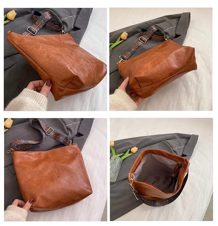 Wide Shoulder Strap Casual Commuting Bucket Bag Large Capacity — feature 13