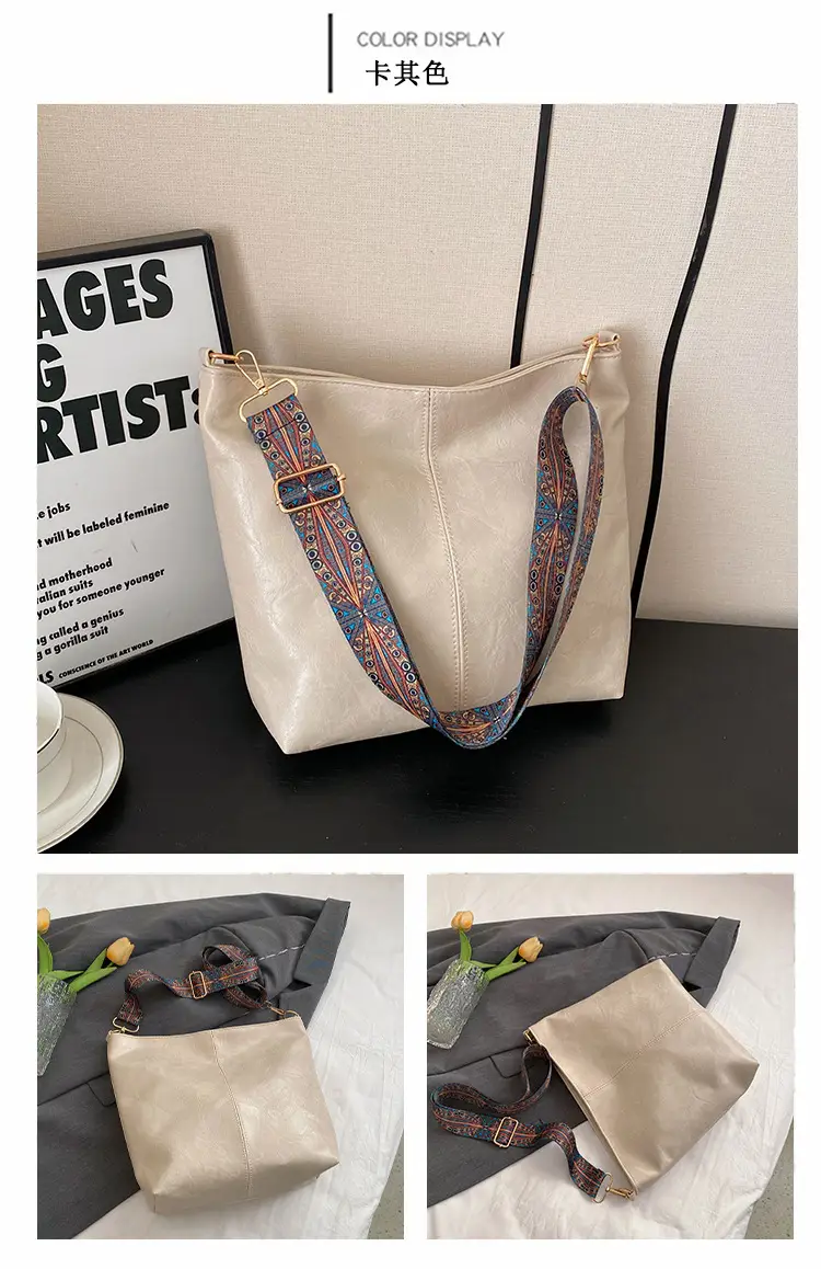 Wide Shoulder Strap Casual Commuting Bucket Bag Large Capacity — feature 16
