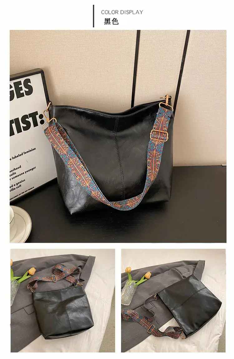 Wide Shoulder Strap Casual Commuting Bucket Bag Large Capacity — feature 17