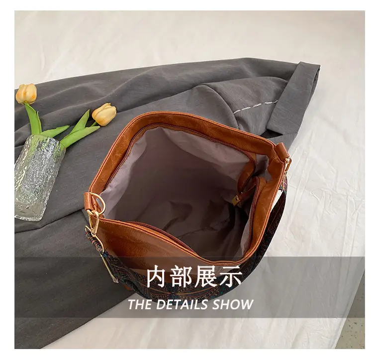 Wide Shoulder Strap Casual Commuting Bucket Bag Large Capacity — feature 9