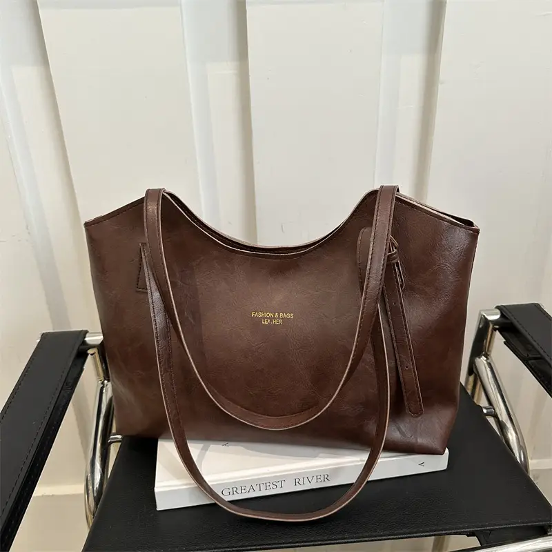 Women's Large Capacity Tote Bag Beige Canvas Winter 2024 - Image 6