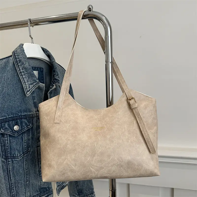 Women's Large Capacity Tote Bag Beige Canvas Winter 2024 - Image 7