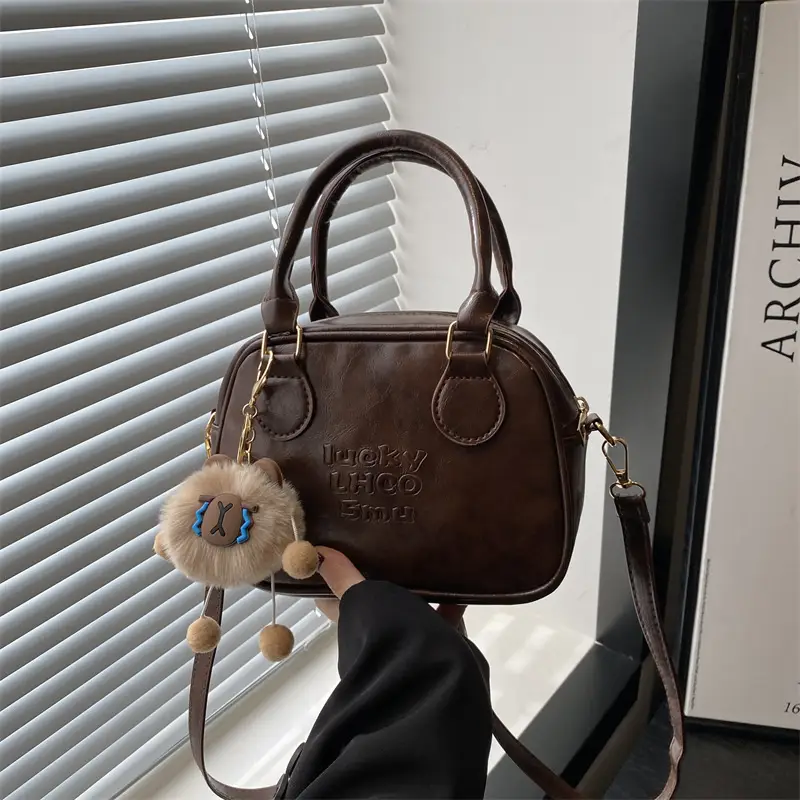 2024 Winter New Niche Retro Square Bag Shoulder Crossbody Brown - Image 11