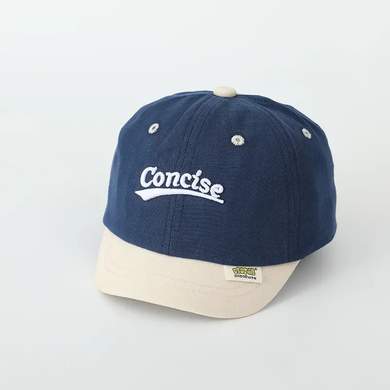 Baby Cap "Concise" Beige Black Split Color - Image 2