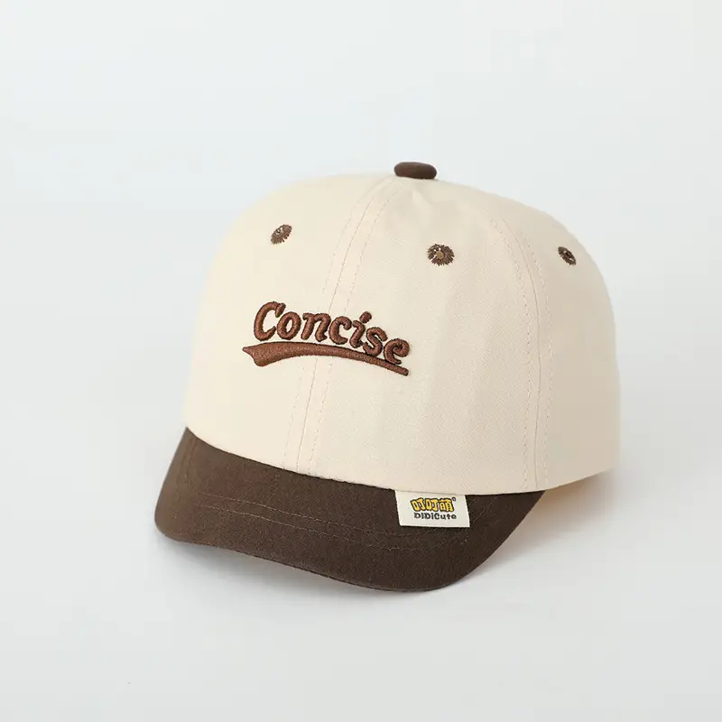 Baby Cap "Concise" Beige Black Split Color - Image 3