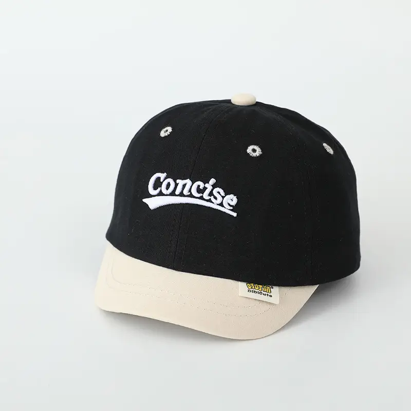 Baby Cap "Concise" Beige Black Split Color - Image 5