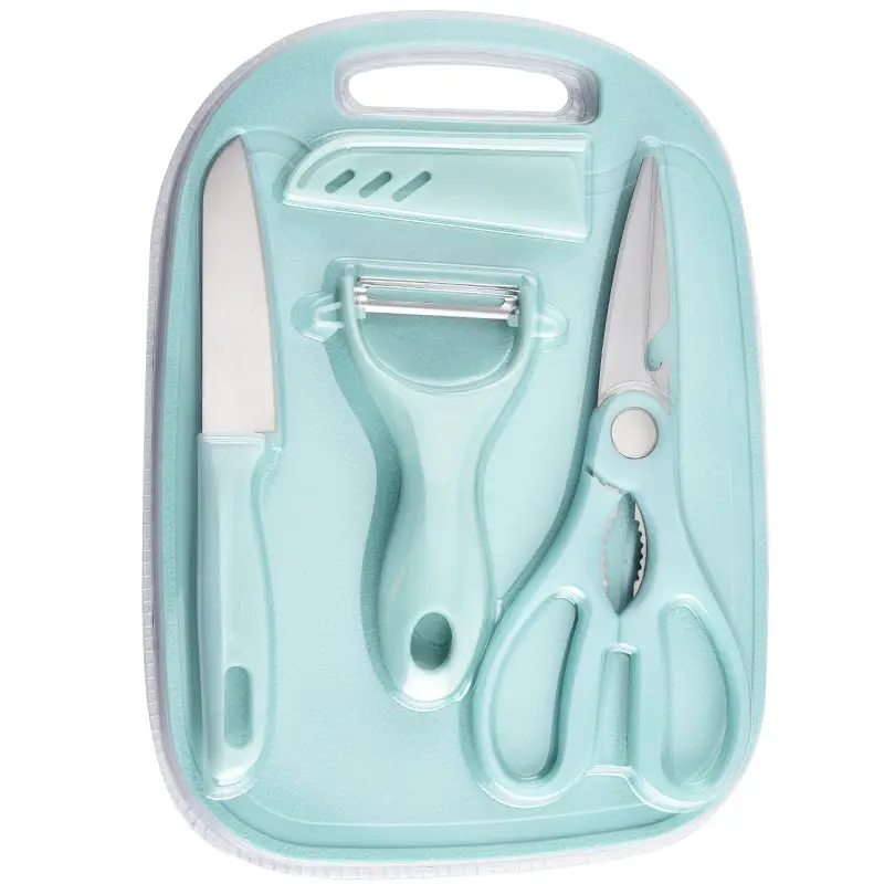4-Piece Stainless Steel Kitchen Set Mint Blue - Image 2