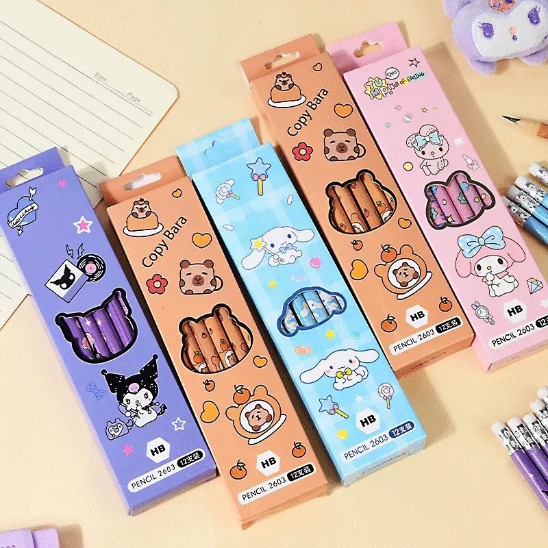 High Yan Value HB Pencil Primary School Cartoon Writing Round Rod Kulomi Pen Kindergarten Writing Children's Pencil Stationery