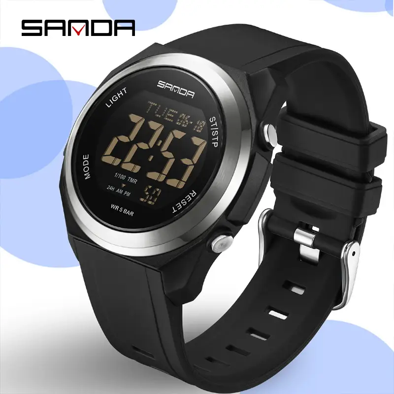 Sanda Digital Watch Green Silicone Multi-Function Men's Sports - Image 8
