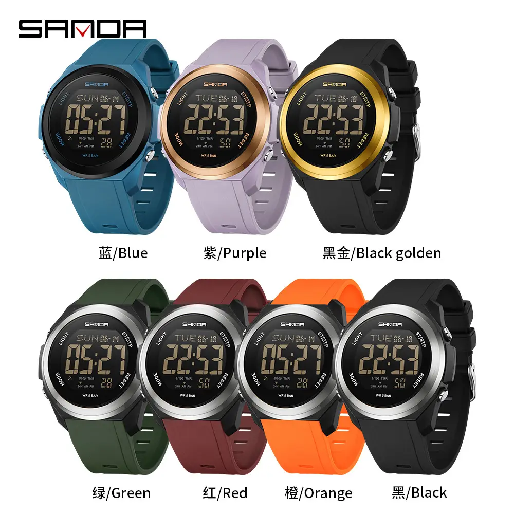 Sanda Digital Watch Green Silicone Multi-Function Men's Sports - Image 11