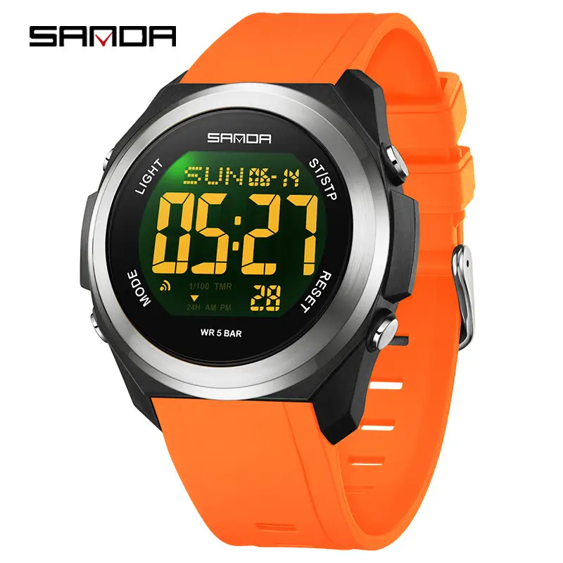 Sanda Digital Watch Green Silicone Multi-Function Men's Sports - Image 12